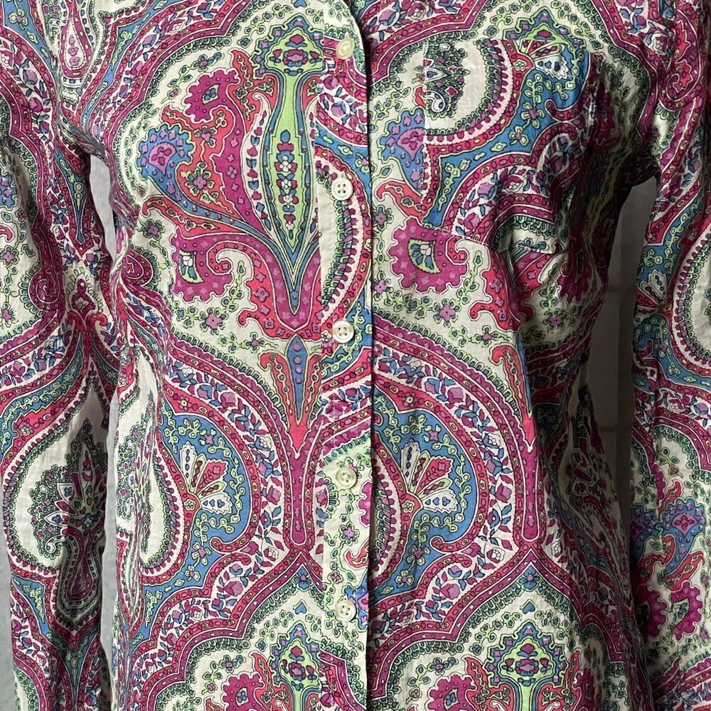 Talbots Multicolored Paisley Button Down Top (Size: XS) - Picture 10 of 12